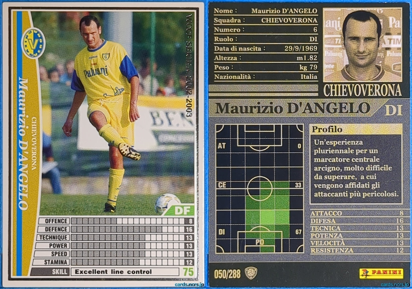 Panini WCCF Football WCCF/2002-2003-050/288EN N Maurizio D'ANGELO Trading Card NM