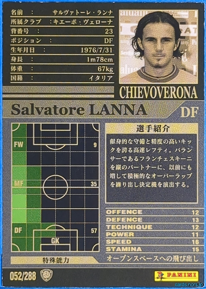 Panini WCCF Football WCCF/2002-2003-052/288 N Salvatore LANNA Trading Card NM