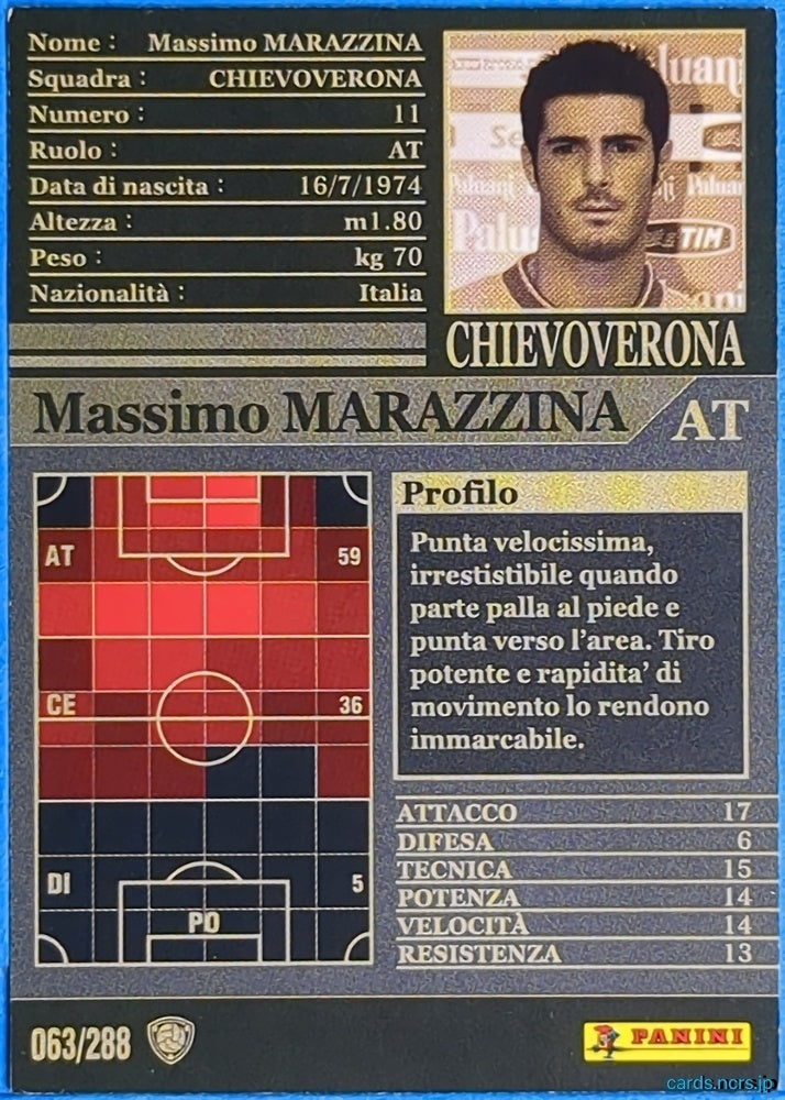 Panini WCCF Football WCCF/2002-2003-063/288EN N Massimo MARAZZINA Trading Card NM