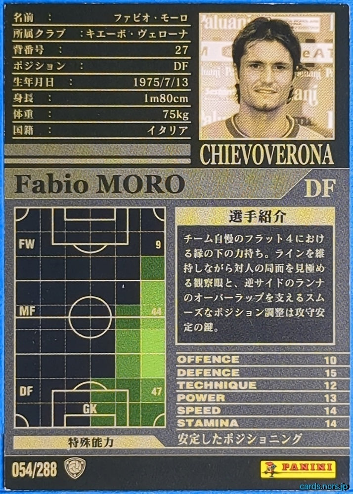 Panini WCCF Football WCCF/2002-2003-054/288 N Fabio MORO Trading Card NM