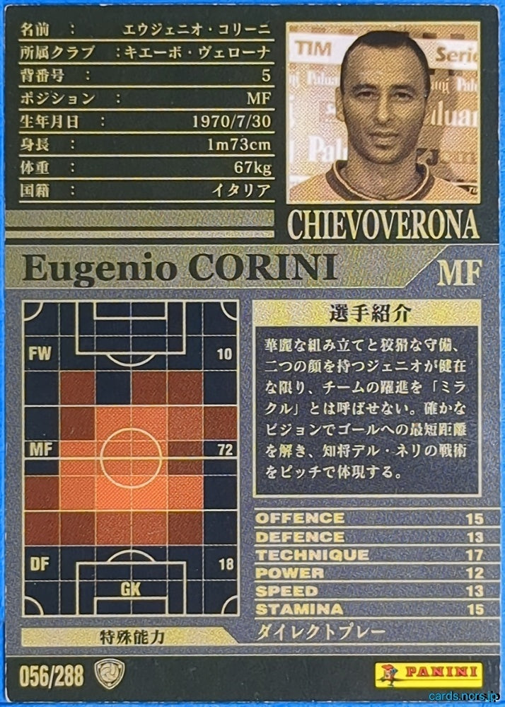 Panini WCCF Football WCCF/2002-2003-056/288 N Eugenio CORINI Trading Card NM