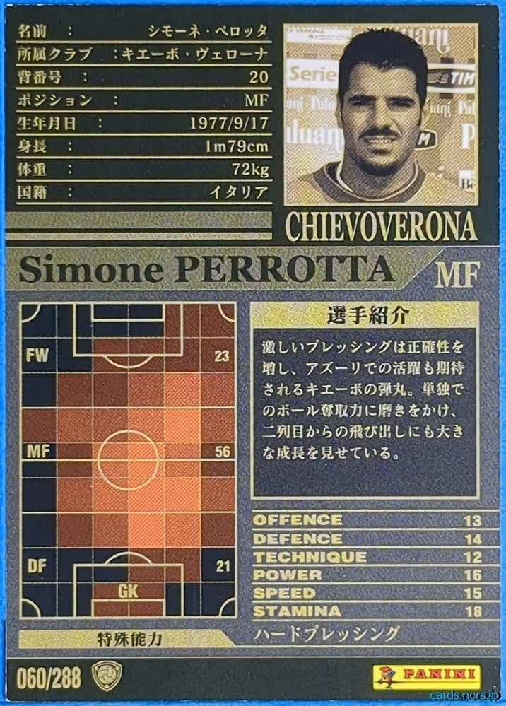 Panini WCCF Football WCCF/2002-2003-060/288 N Simone PERROTTA Trading Card NM