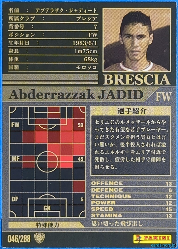 Panini WCCF Football WCCF/2002-2003-046/288 N Abderrazzak Jadid Trading Card NM