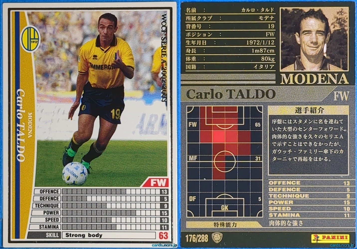 Panini WCCF Football WCCF/2002-2003-176/288 N Carlo Taldo Trading Card NM