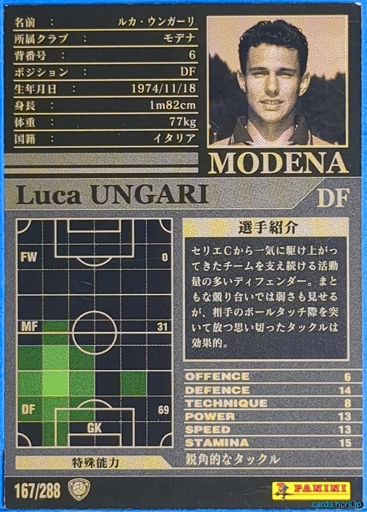 Panini WCCF Football WCCF/2002-2003-167/288 N Luca Ungari Trading Card NM
