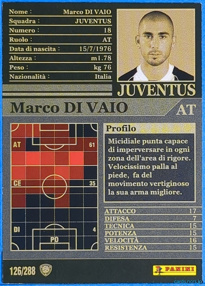 Panini WCCF Football WCCF/2002-2003-126/288EN N Marco Di Vaio Trading Card NM