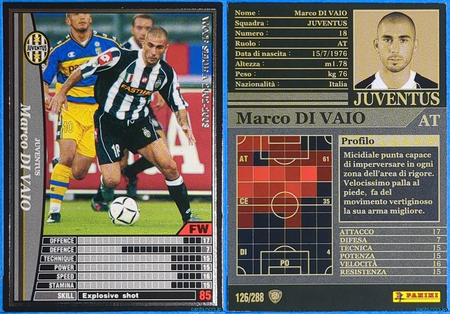 Panini WCCF Football WCCF/2002-2003-126/288EN N Marco Di Vaio Trading Card NM