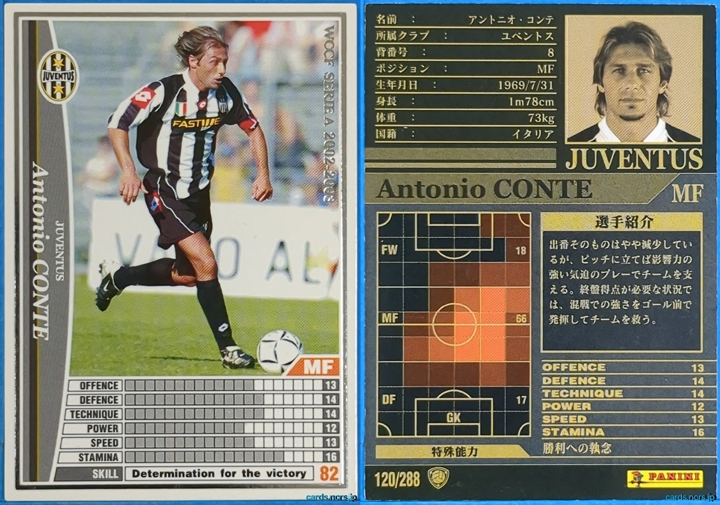 Panini WCCF Football WCCF/2002-2003-120/288 N Antonio Conte Trading Card NM