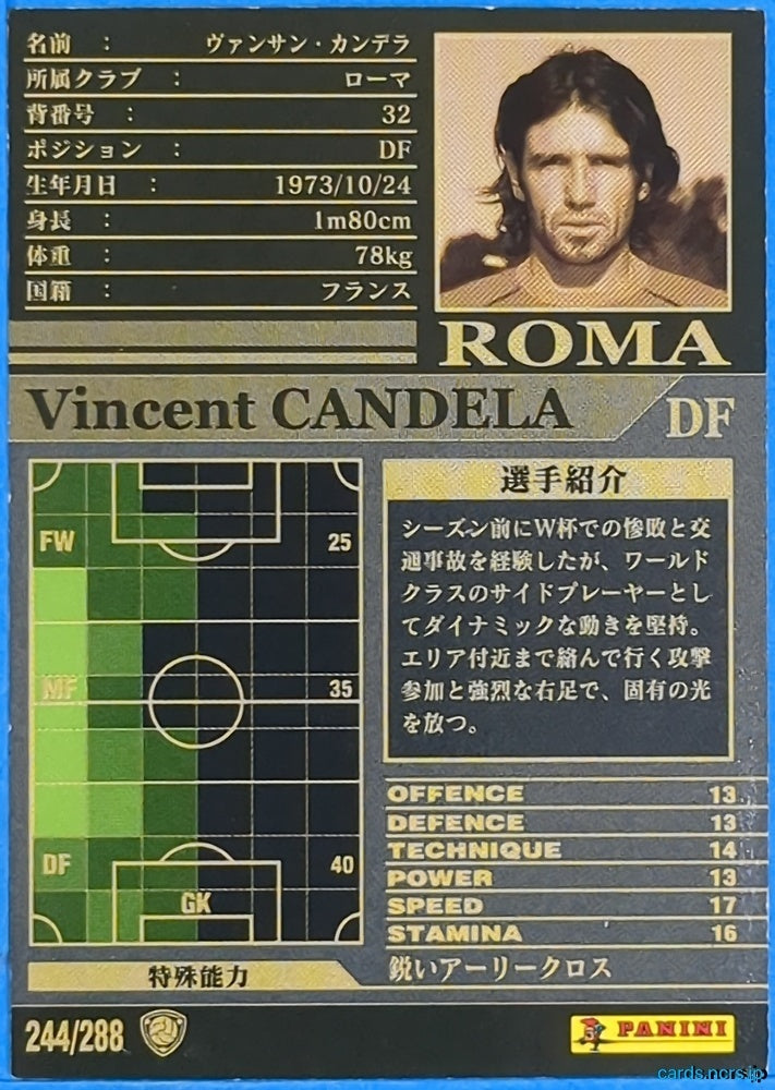 Panini WCCF Football WCCF/2002-2003-244/288 N Vincent Candela Trading Card NM