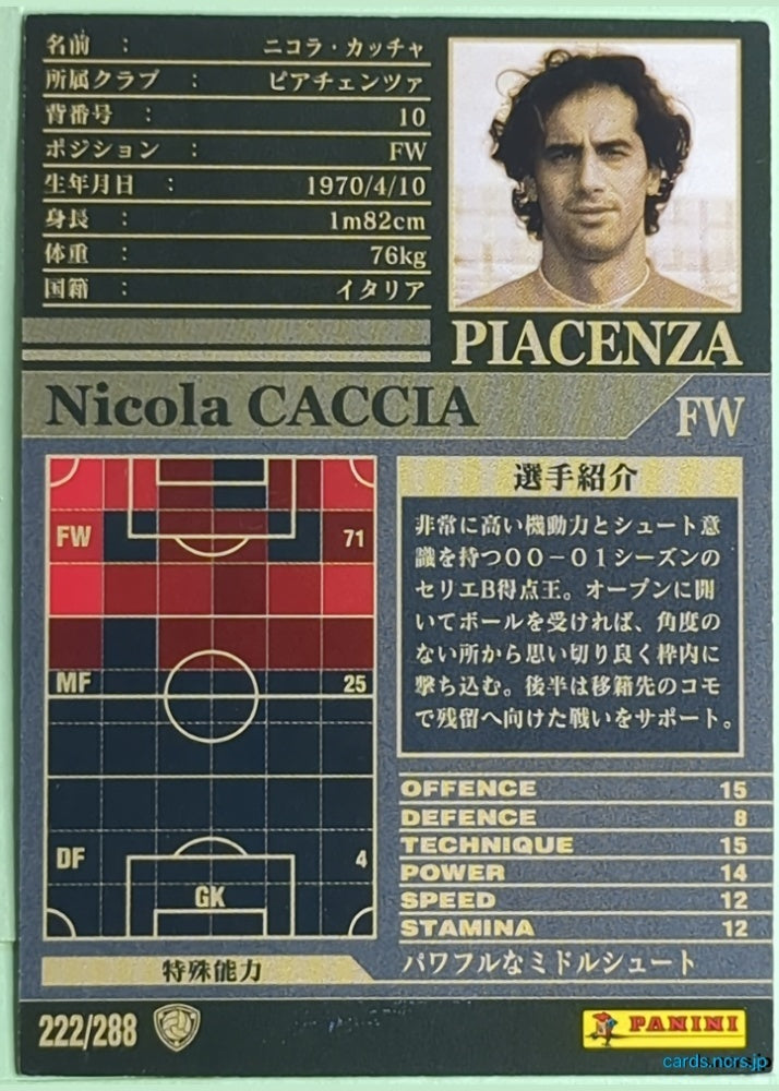Panini WCCF Football WCCF/2002-2003-222/288 N Nicola CACCIA Trading Card NM