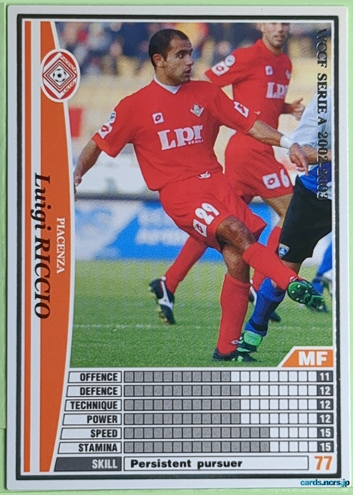 Panini WCCF Football WCCF/2002-2003-221/288EN N Luigi RICCIO Trading Card NM