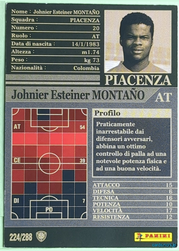 Panini WCCF Football WCCF/2002-2003-224/288EN N Johnier Esteiner MONTANO Trading Card NM