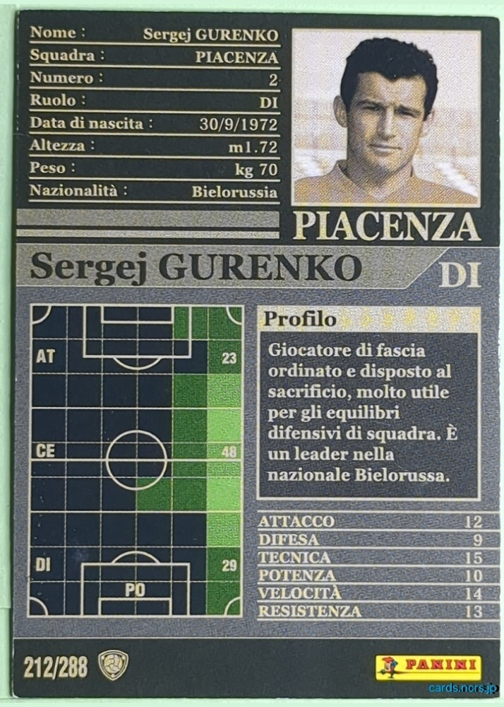 Panini WCCF Football WCCF/2002-2003-212/288EN N Sergej GURENKO Trading Card NM