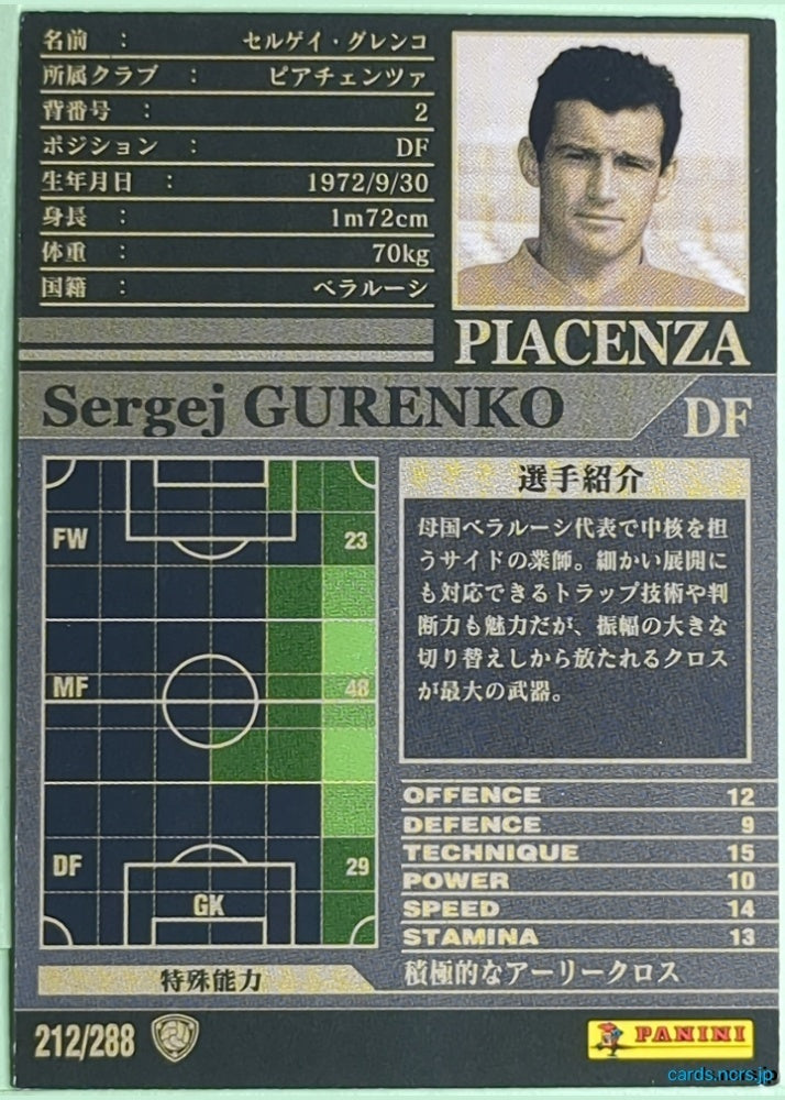 Panini WCCF Football WCCF/2002-2003-212/288 N Sergej GURENKO Trading Card NM