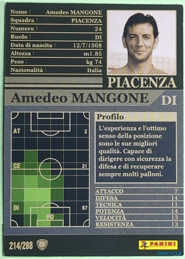 Panini WCCF Football WCCF/2002-2003-214/288EN N Amedeo MANGONE Trading Card NM