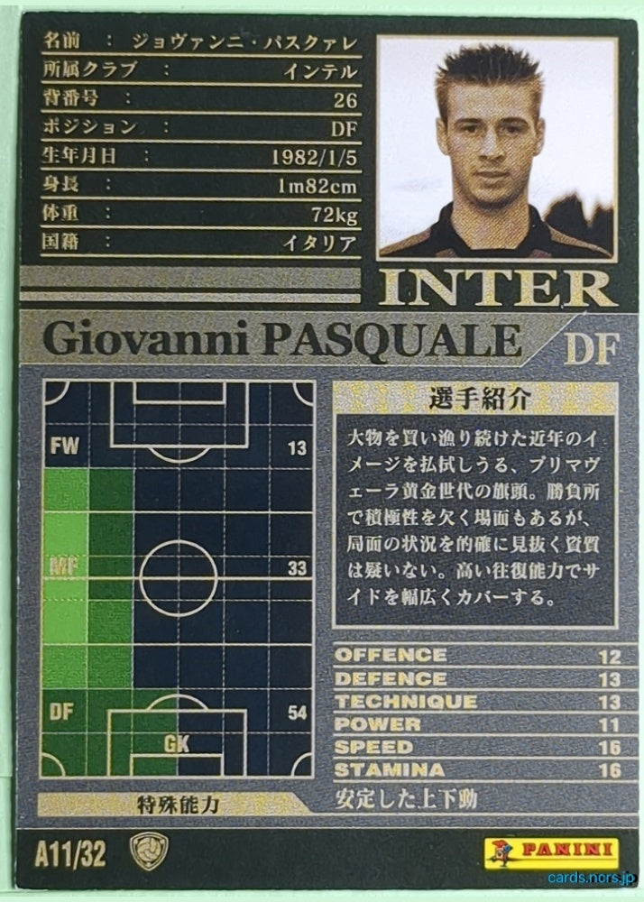 Panini WCCF Football WCCF/2002-2003-A11/32 N Giovanni Pasquale Trading Card NM