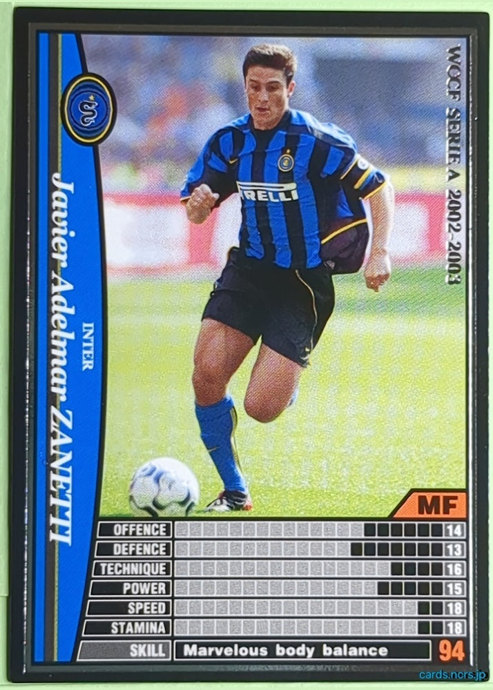 Panini WCCF Football WCCF/2002-2003-109/288 N Javier Adelmar Zanetti Trading Card NM