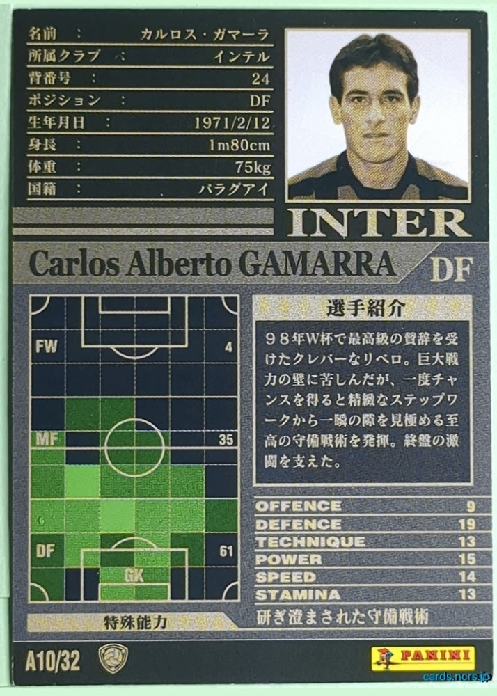Panini WCCF Football WCCF/2002-2003-A10/32 N Carlos Alberto Gamarra Trading Card NM