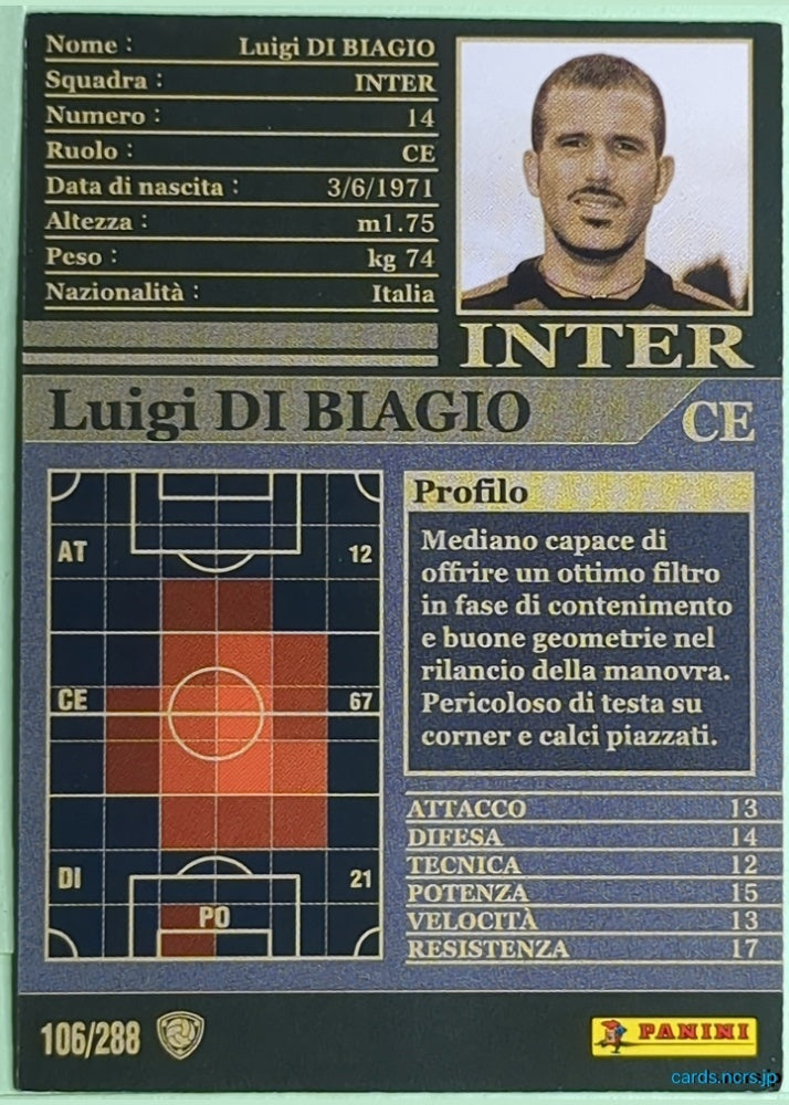 Panini WCCF Football WCCF/2002-2003-106/288 N Luigi Di Biagio Trading Card NM