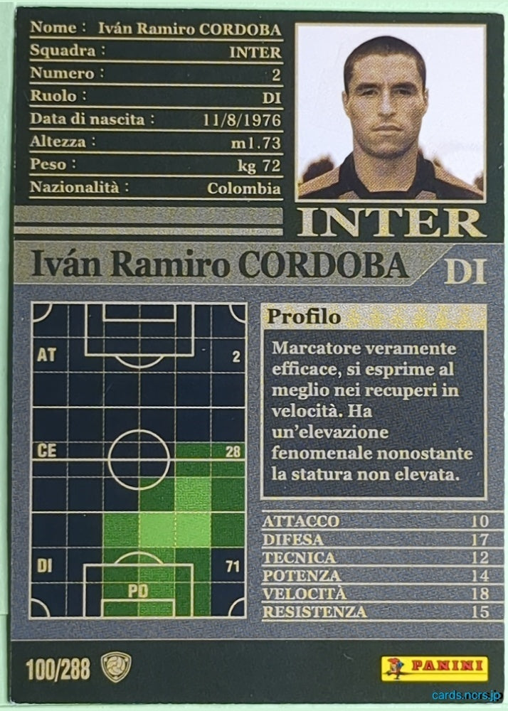 Panini WCCF Football WCCF/2002-2003-100/288EN N Iván Ramiro Córdoba Trading Card NM