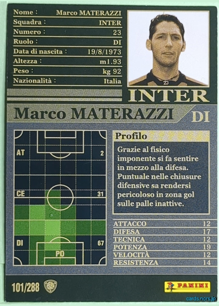 Panini WCCF Football WCCF/2002-2003-101/288EN N Marco MATERAZZI Trading Card NM