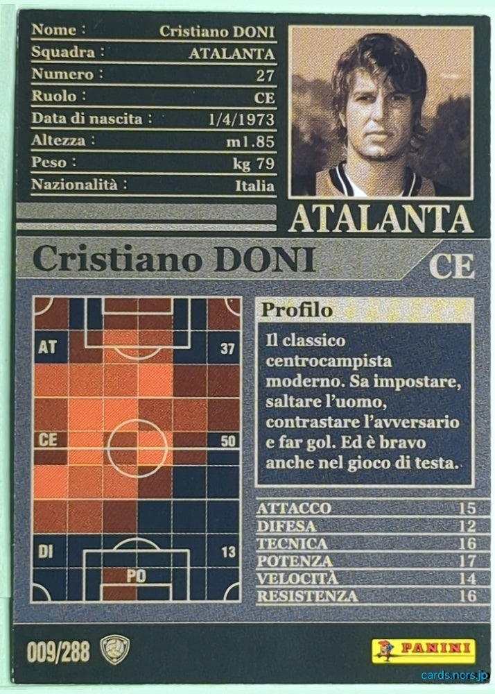Panini WCCF Football WCCF/2002-2003-009/288EN N Cristiano Doni Trading Card NM