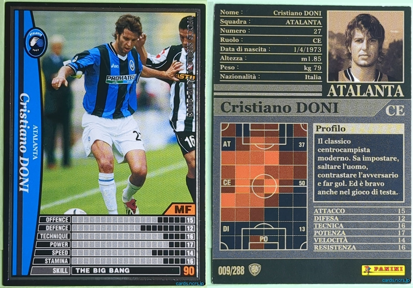 Panini WCCF Football WCCF/2002-2003-009/288EN N Cristiano Doni Trading Card NM