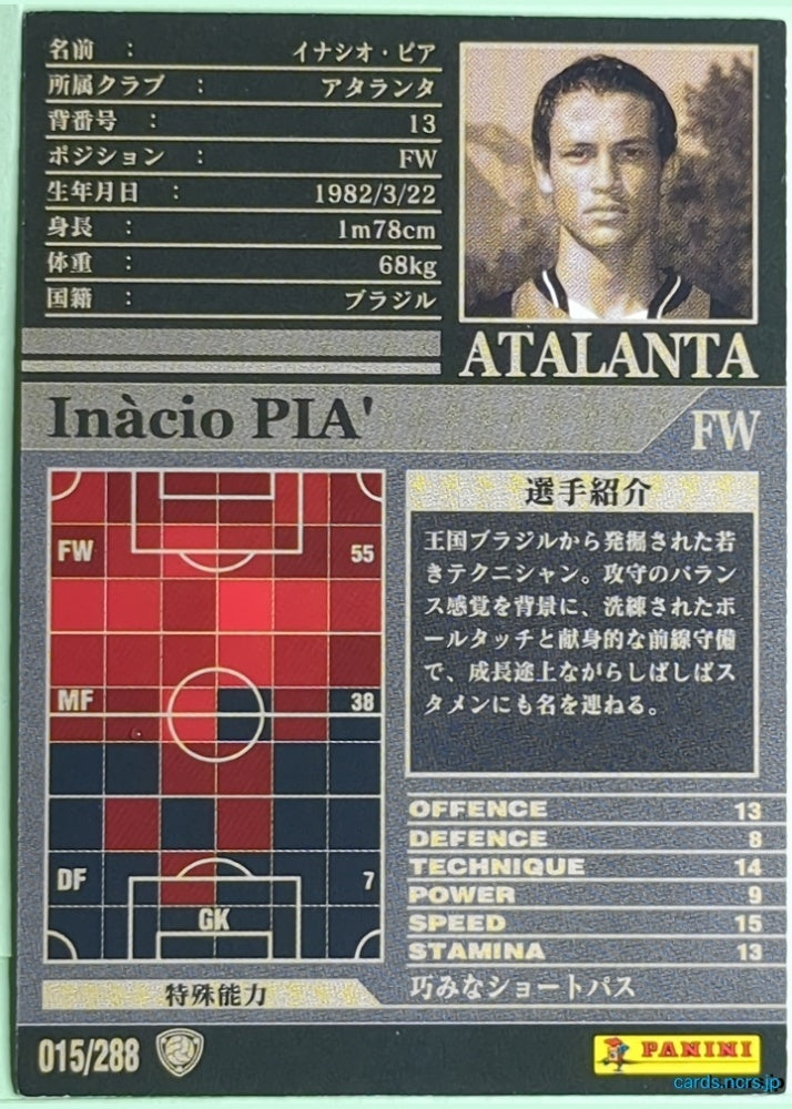 Panini WCCF Football WCCF/2002-2003-015/288 N Inacio Pia Trading Card NM