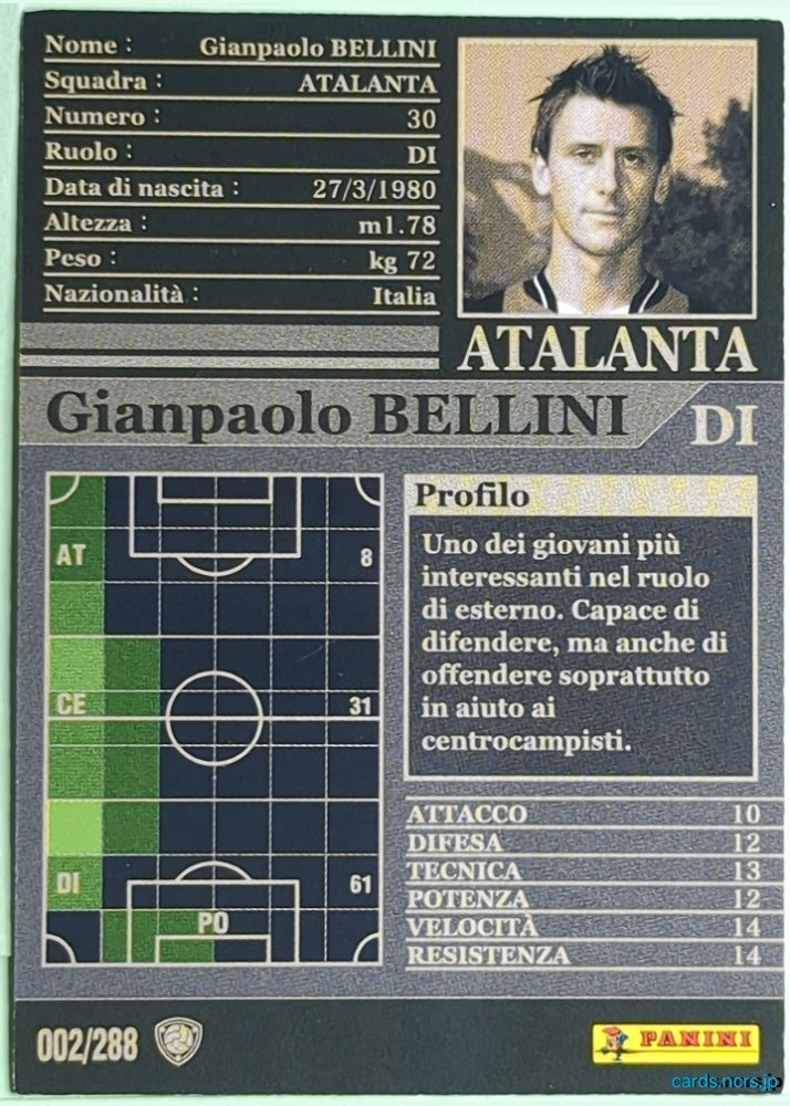 Panini WCCF Football WCCF/2002-2003-002/288EN N Gianpaolo Bellini Trading Card NM