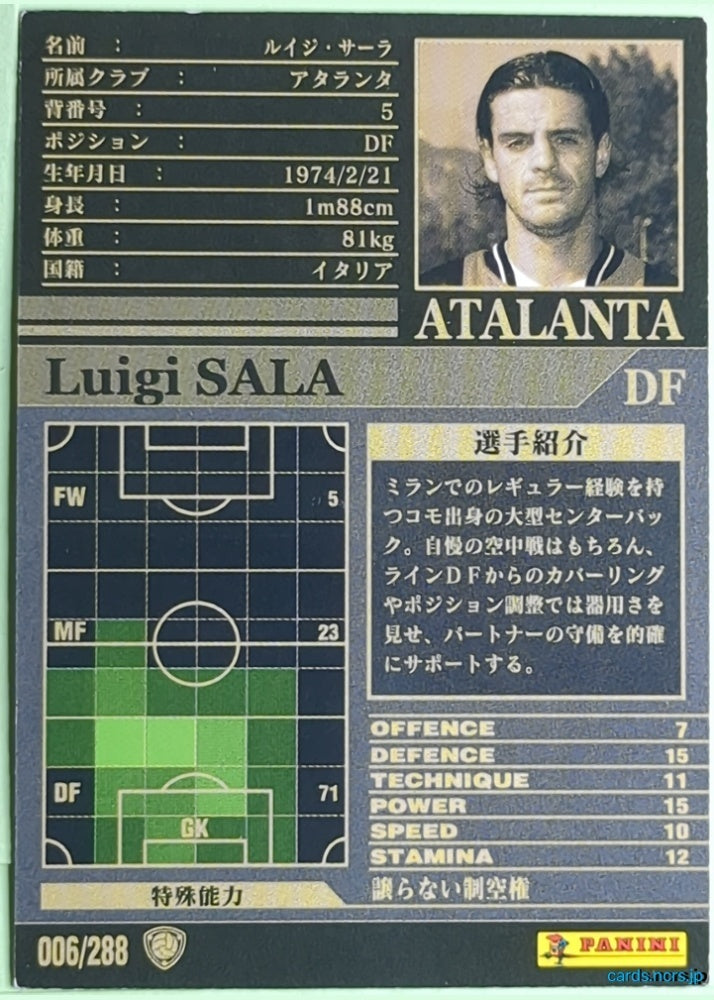 Panini WCCF Football WCCF/2002-2003-006/288 N Luigi Sala Trading Card NM