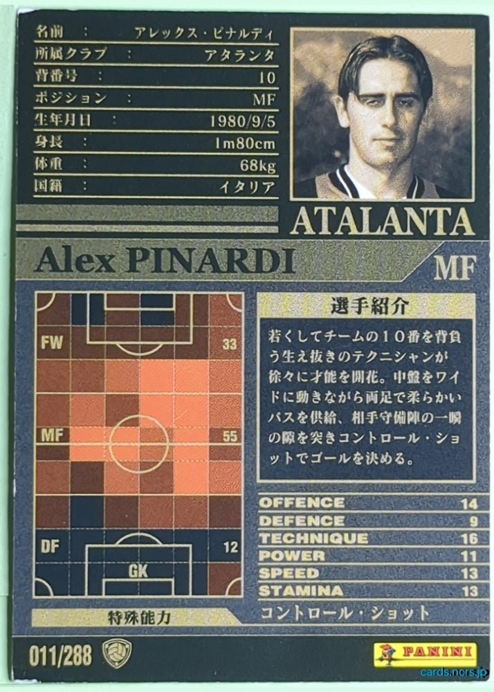 Panini WCCF Football WCCF/2002-2003-011/288 N Alex Pinardi Trading Card NM