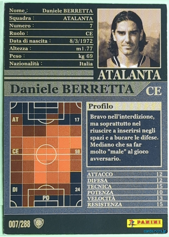 Panini WCCF Football WCCF/2002-2003-007/288EN N Davide Berretta Trading Card NM