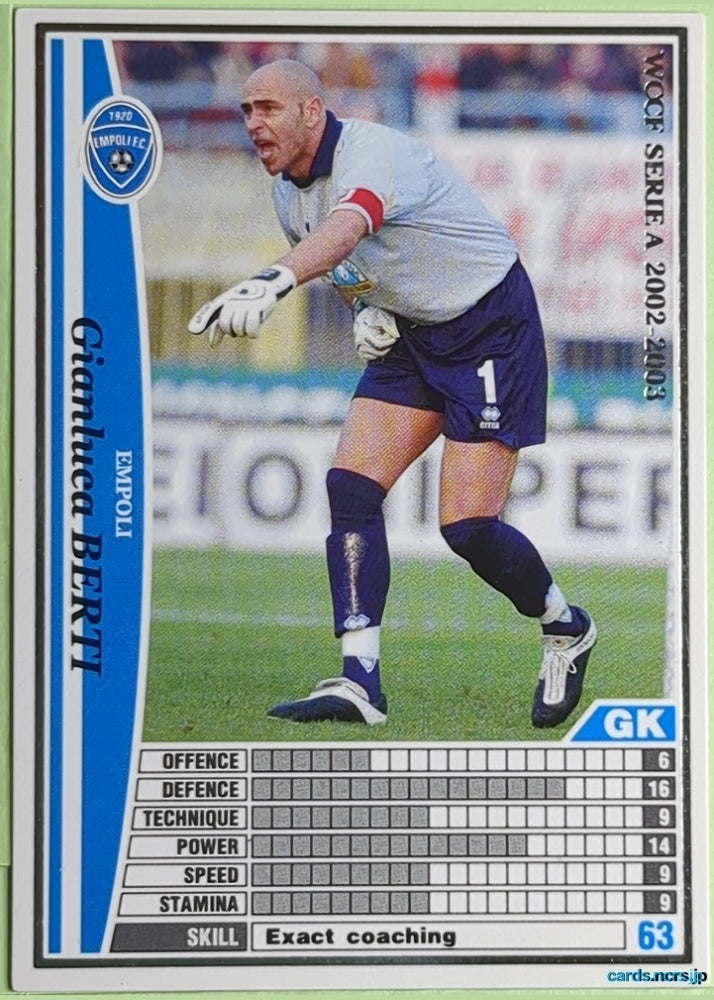 Panini WCCF Football WCCF/2002-2003-081/288 N Gianluca Berti Trading Card NM