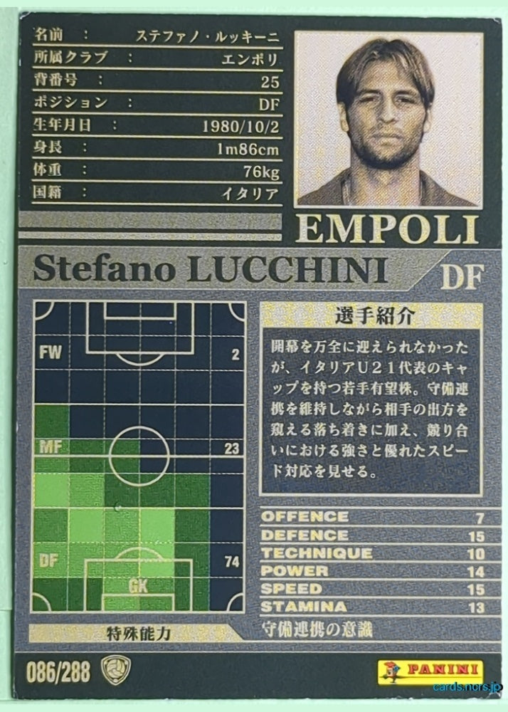 Panini WCCF Football WCCF/2002-2003-086/288 N Stefano LUCCHINI Trading Card NM