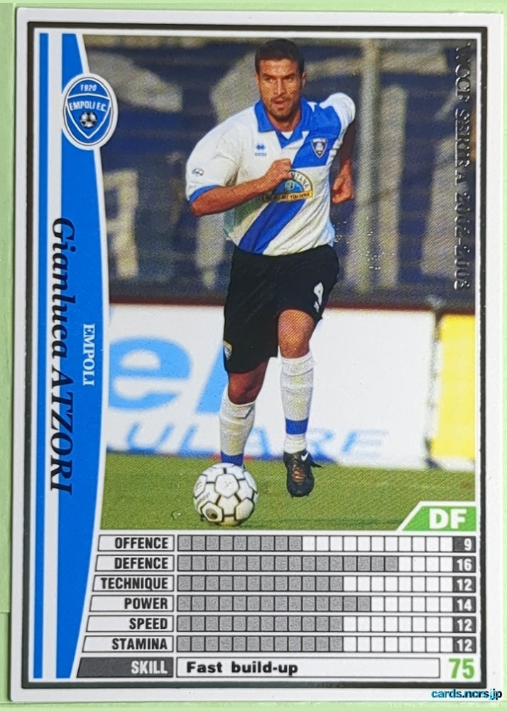 Panini WCCF Football WCCF/2002-2003-082/288 N Gianluca Atzori Trading Card NM