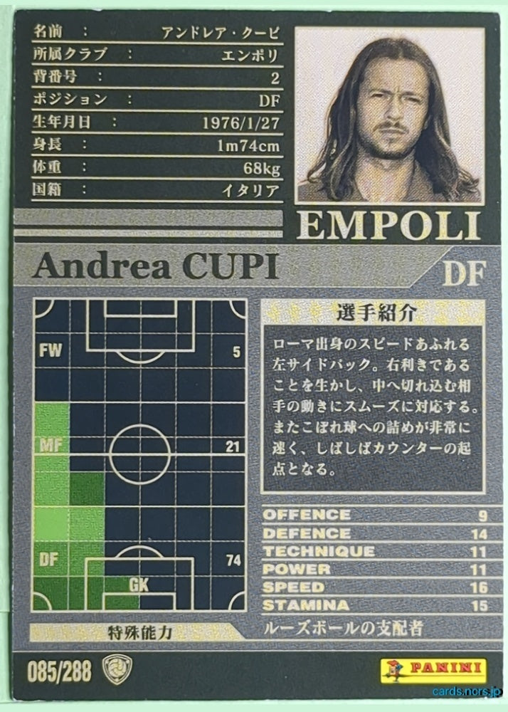 Panini WCCF Football WCCF/2002-2003-085/288 N Andrea CUPI Trading Card NM