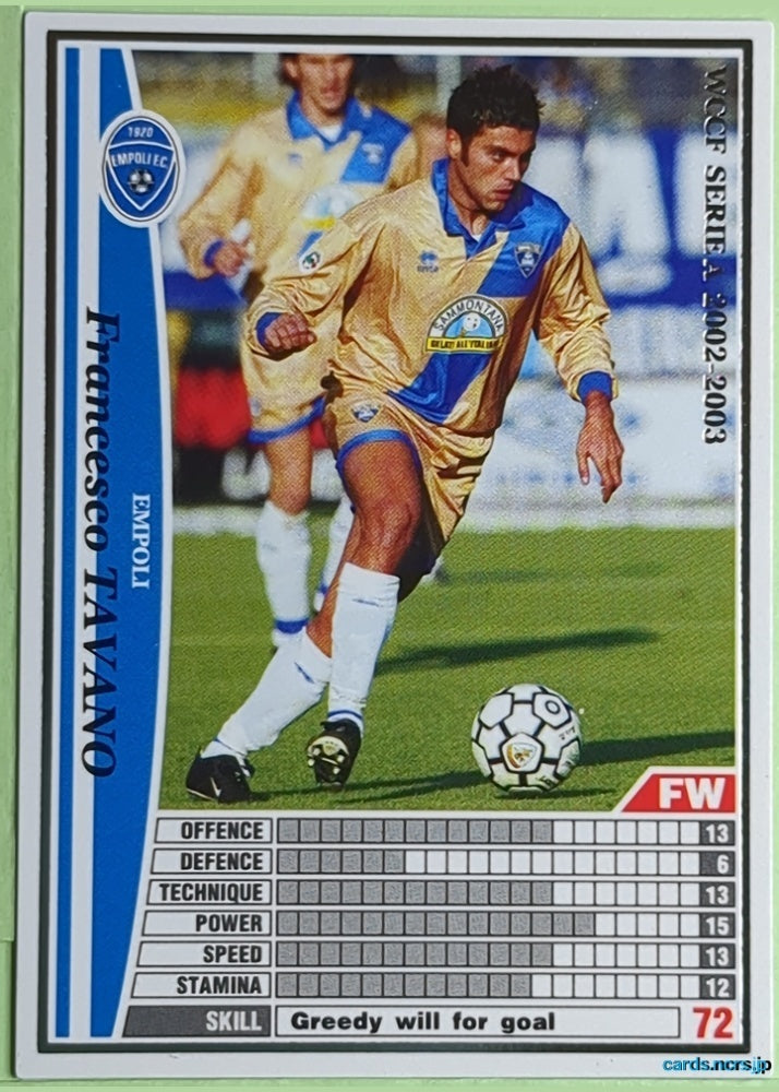 Panini WCCF Football WCCF/2002-2003-096/288 N Francesco Tavano Trading Card NM