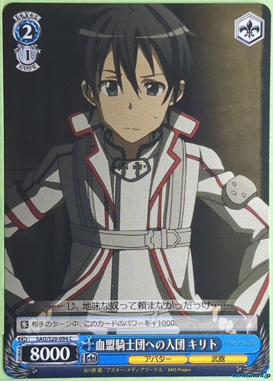 Weiss Schwarz Sword Art Online SAO/S20-094C C Kirito Trading Card NM