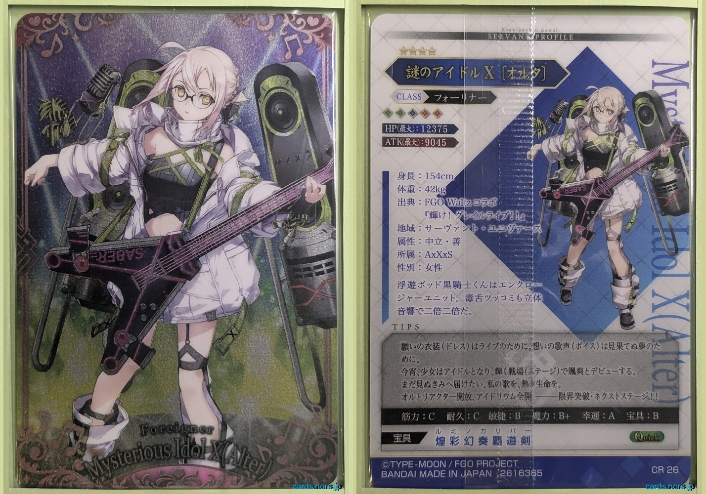 Fate/Grand Order Wafer Vol.11 Fate Grand Order FGW11/26 CR Mysterious Idol X (Alter) Trading Card NM