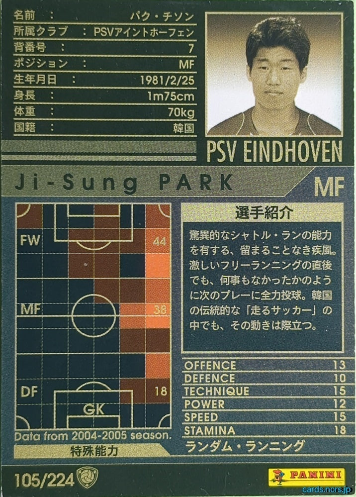 Panini WCCF Football WCCF/2004-2005-105/224 N Ji-Sung Park Trading Card NM