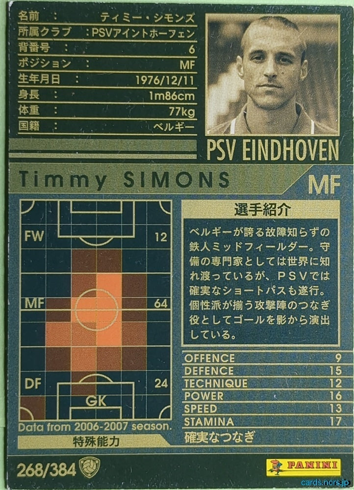 Panini WCCF Football WCCF/2006-2007-268/384 Timmy Simons Trading Card NM