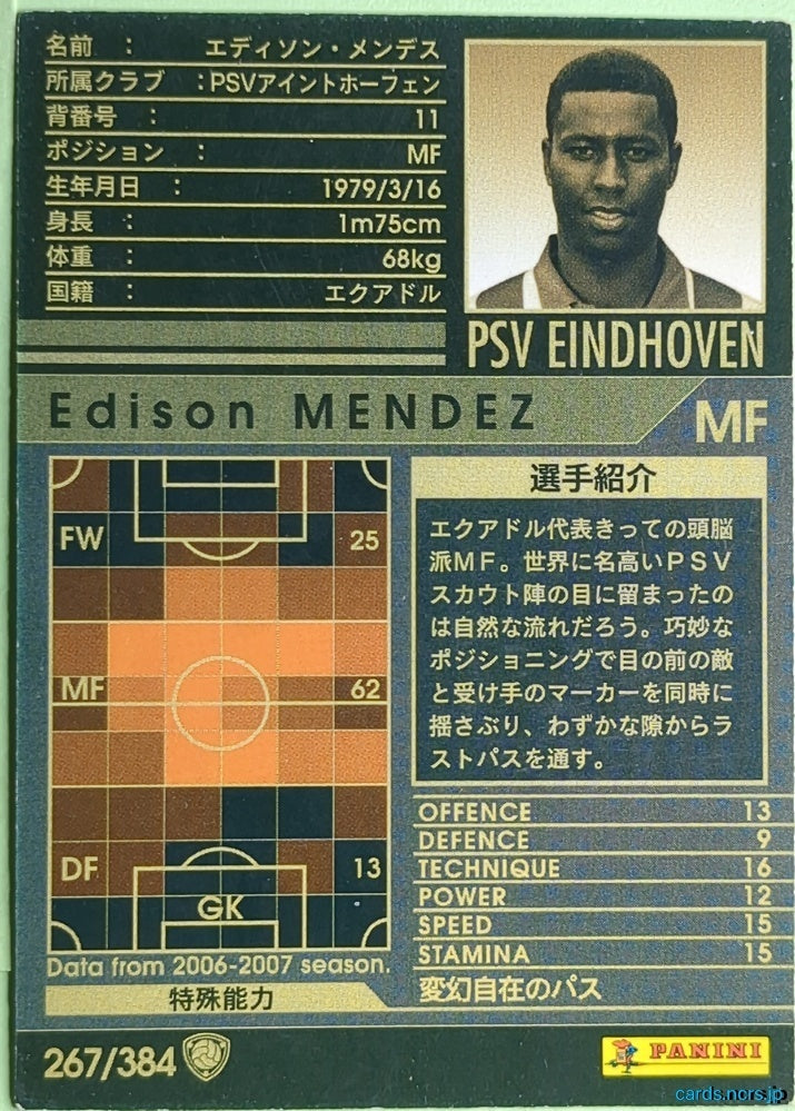 Panini WCCF Football WCCF/2006-2007-267/384 N Edison Mendez Trading Card NM