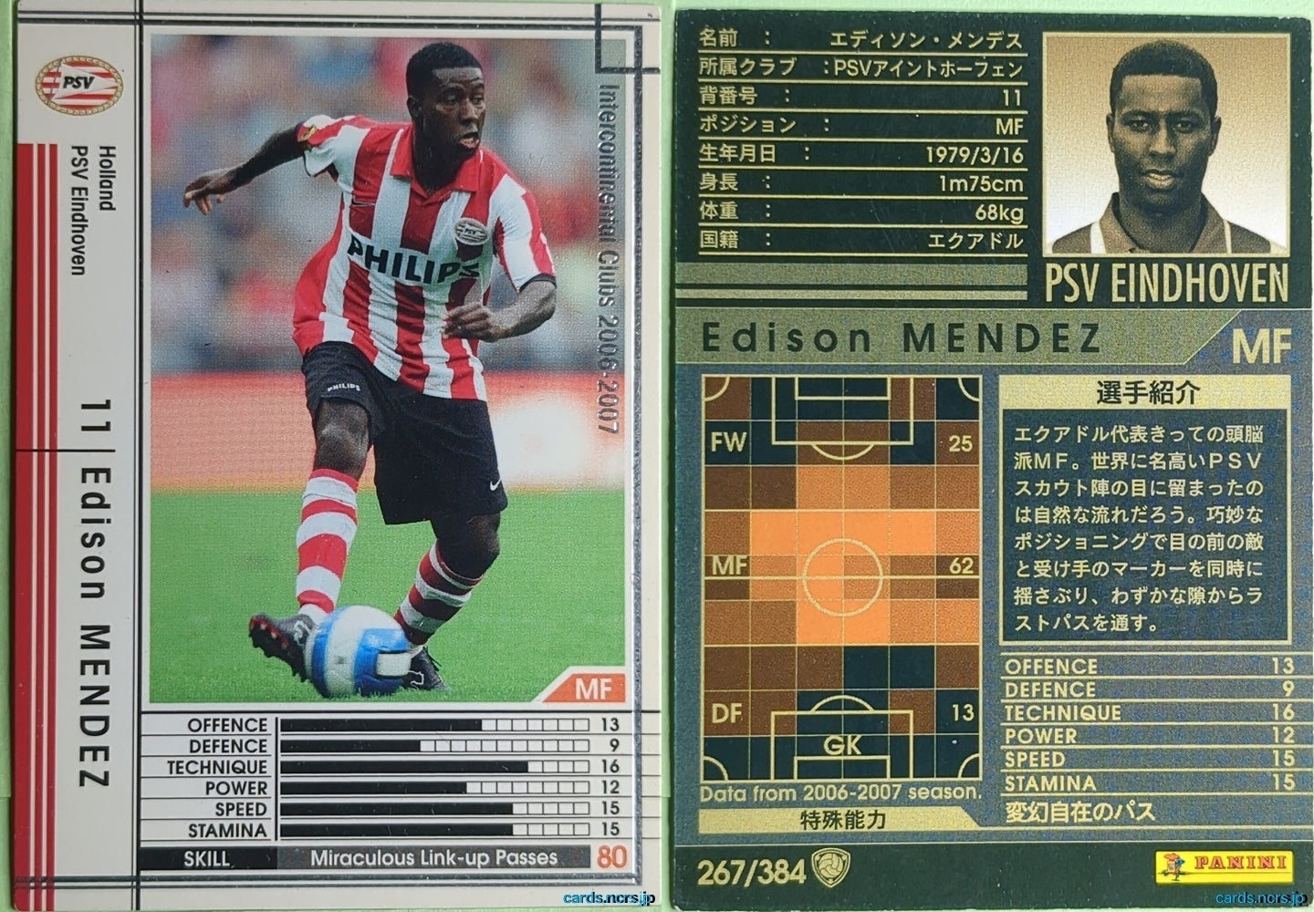 Panini WCCF Football WCCF/2006-2007-267/384 N Edison Mendez Trading Card NM