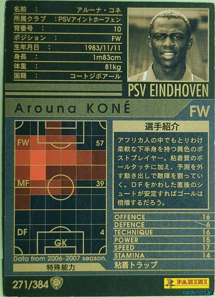 Panini WCCF Football WCCF/2006-2007-271/384 N Arouna Koné Trading Card NM