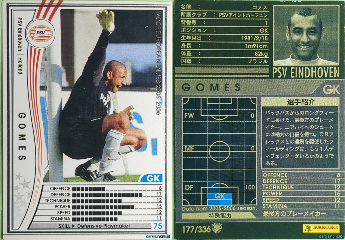 Panini WCCF Football WCCF/2005-2006-177/336 N Mario Gomez Trading Card NM