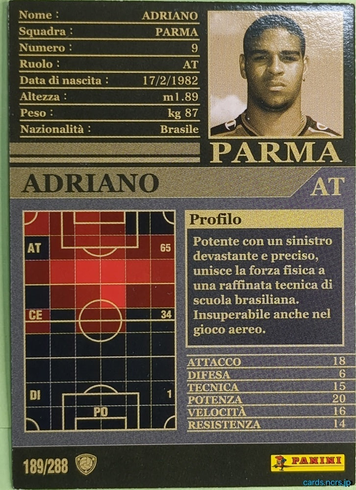 Panini WCCF Football WCCF/2002-2003-189/288EN N Adriano Trading Card NM