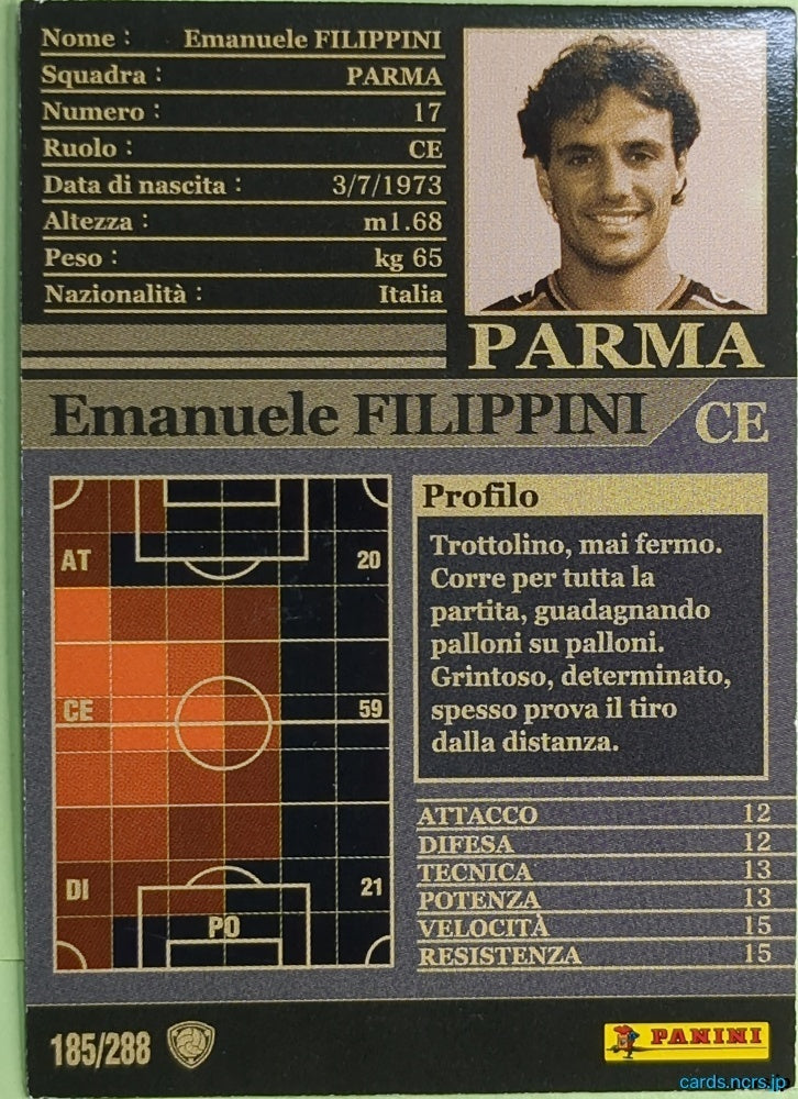 Panini WCCF Football WCCF/2002-2003-185/288EN N Emanuele FILIPPINI Trading Card NM