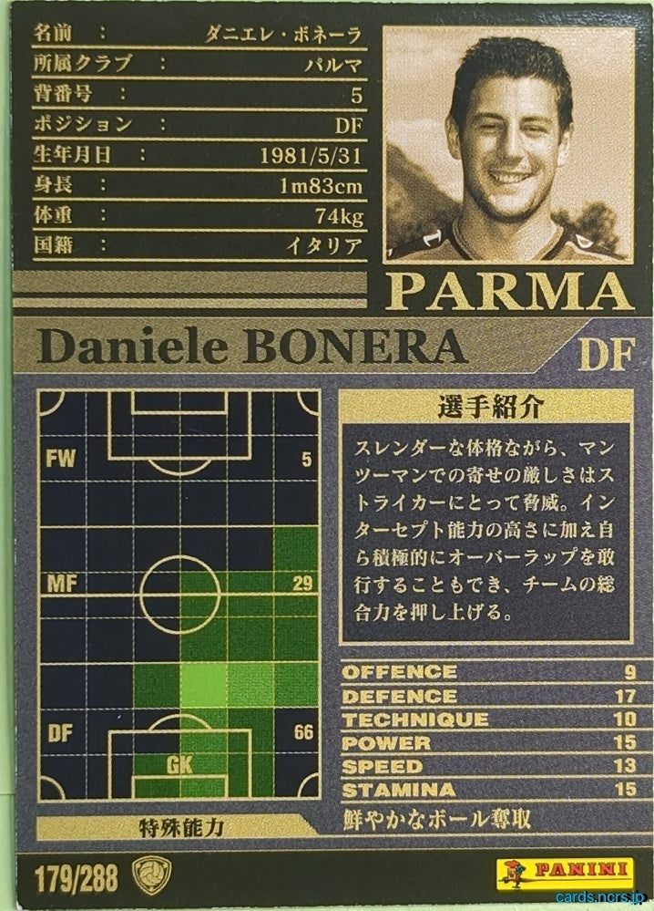Panini WCCF Football WCCF/2002-2003-179/288 N Daniele Bonera Trading Card NM