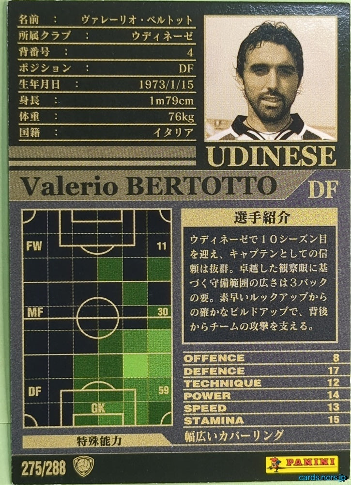 Panini WCCF Football WCCF/2002-2003-275/288 N Valerio Bertotto Trading Card NM