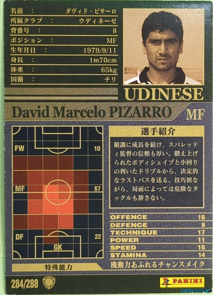 Panini WCCF Football WCCF/2002-2003-284/288 N David Marcelo Pizarro Trading Card NM